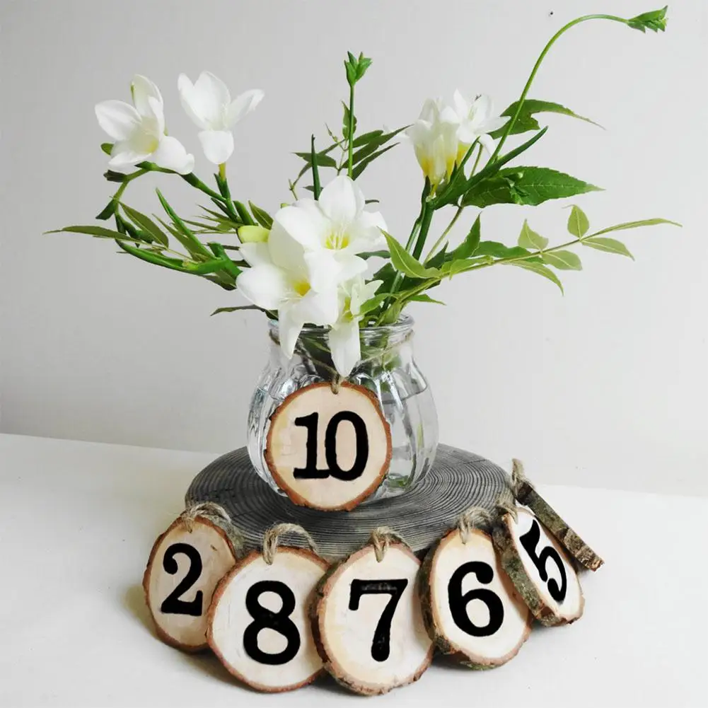 1-10 цифр деревянные часы на цепочке карты место держатель стол номер карты цифровой Декор сиденья свадебные принадлежности