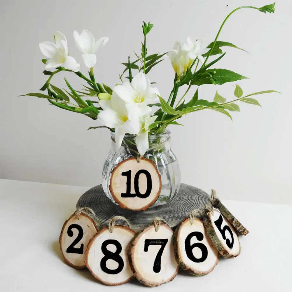 

1-10 Numbers Wooden Hanging Table Cards Place Holder Table Number Figure Card Digital Seat Decoration Wedding Party Supplies