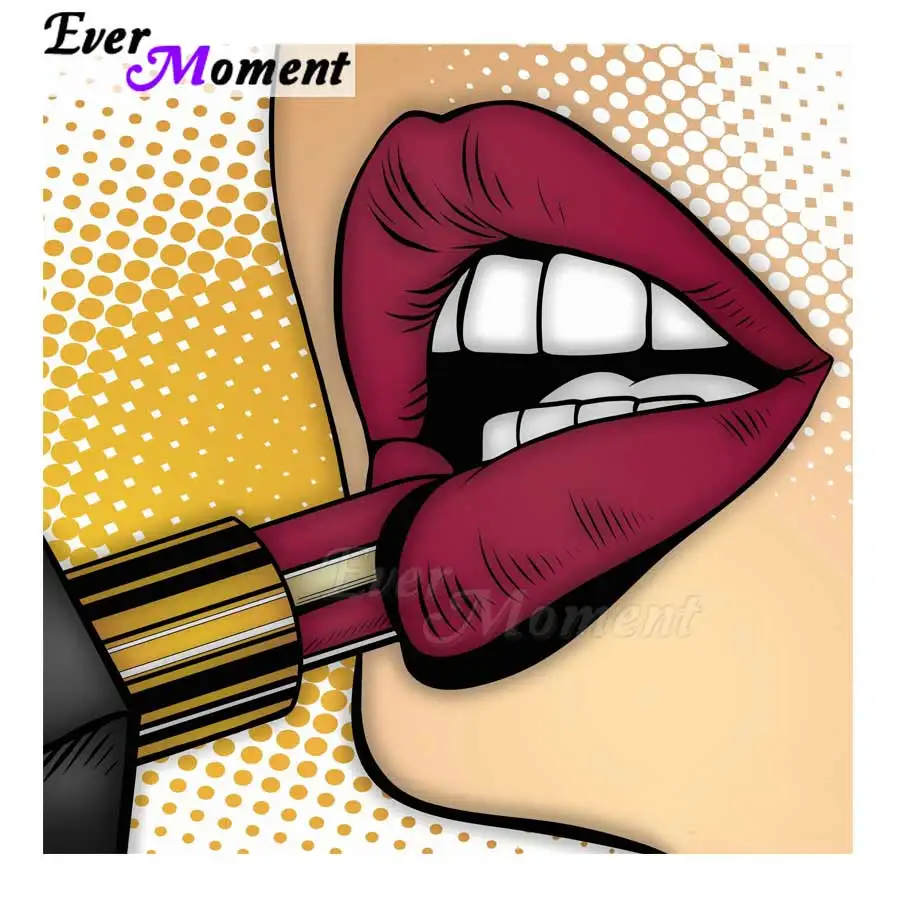 

Ever Moment Diamond Painting Woman Red Lip Full Square Drill 5D DIY Handmade Picture Of Rhinestone Diamond Embroidery 3F178
