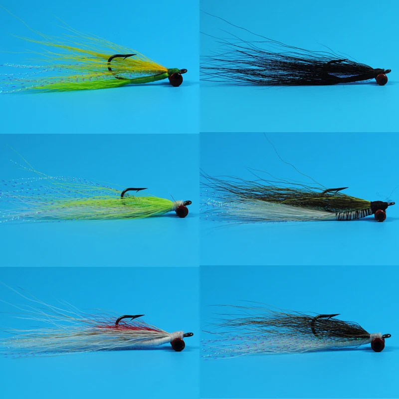 

12pcs Mix Color #4 Dumbbell Weight Head Crazy Charlie Fly Bonefish Flies Fishing Bait Clouser Deep Minnow lead-eyed bucktail