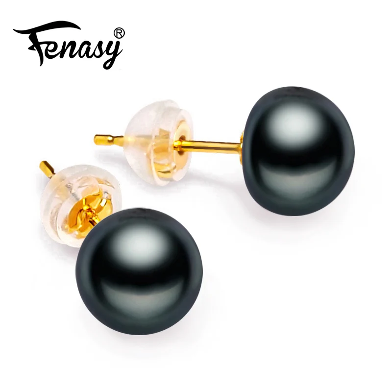 FENASY 18K Gold earrings pearl Jewelry ,black Pearl classic 18k yellow gold stud earrings for women,wedding earrings for love FENASY 18K Gold earrings pearl Jewelry ,black Pearl classic 18k yellow gold stud earrings for women,wedding earrings for love