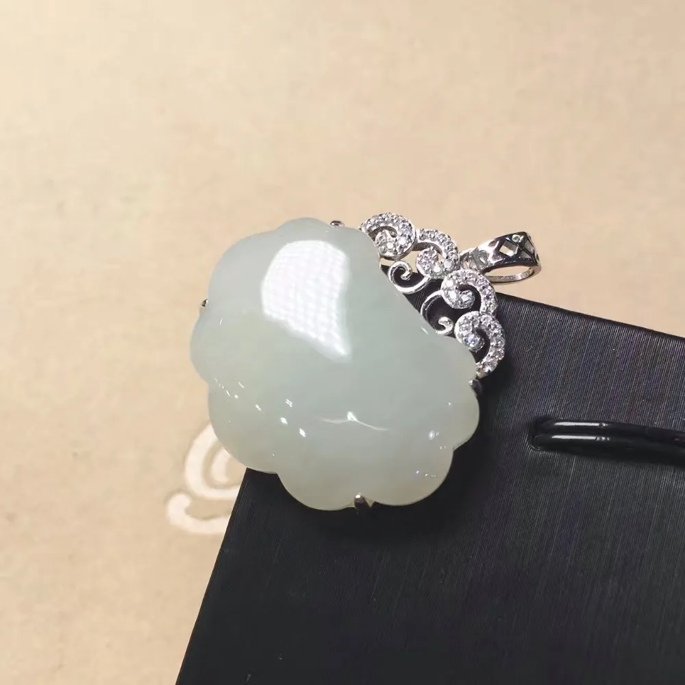 Xinjiang Hetian yu 925 серебряная мозаика Hetian Белый yu кулон благоприятный Ruyi ожерелье