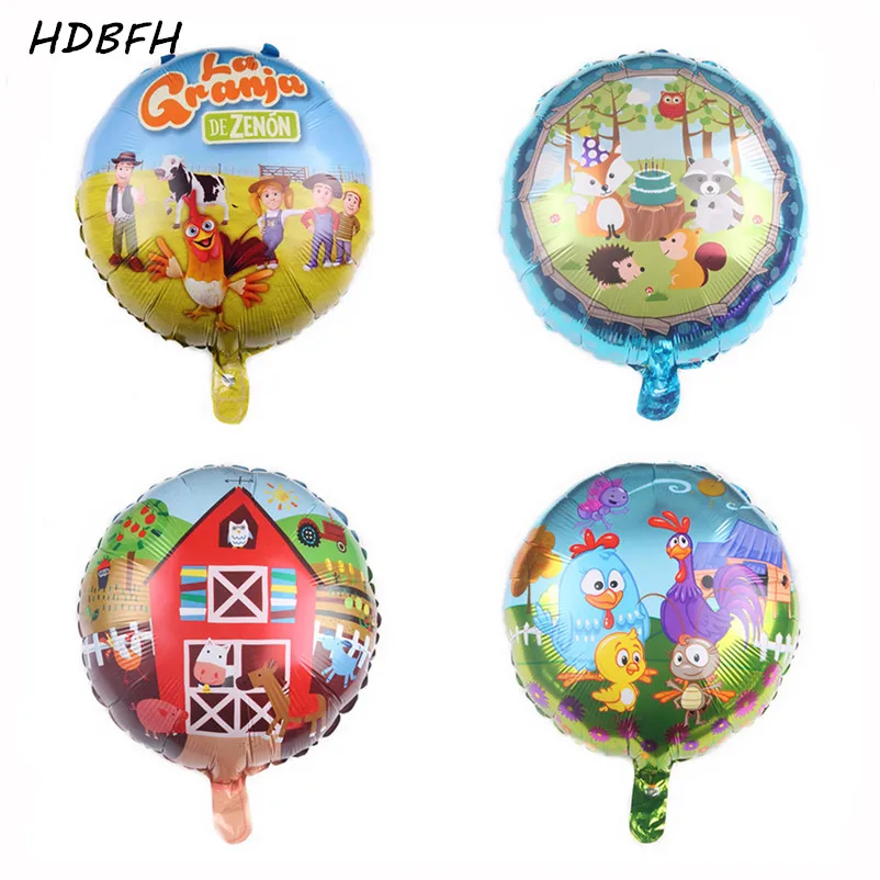 

HDBFH New 18-inch round animal farm aluminum balloon Children's holiday birthday party decoration balloons wholesale