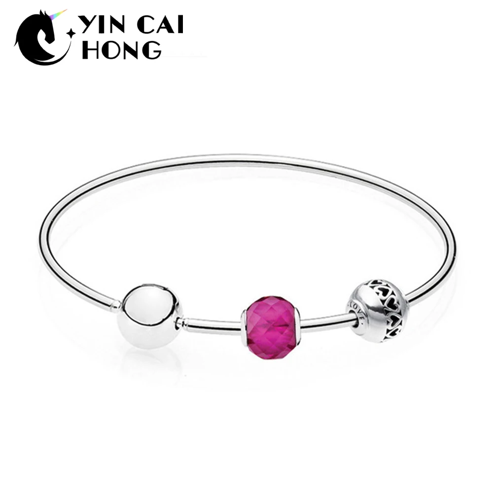 

YCH 100% 925 Sterling Silver Jewelry New E series Happiness Gift Bracelet Set DIY Love Gift