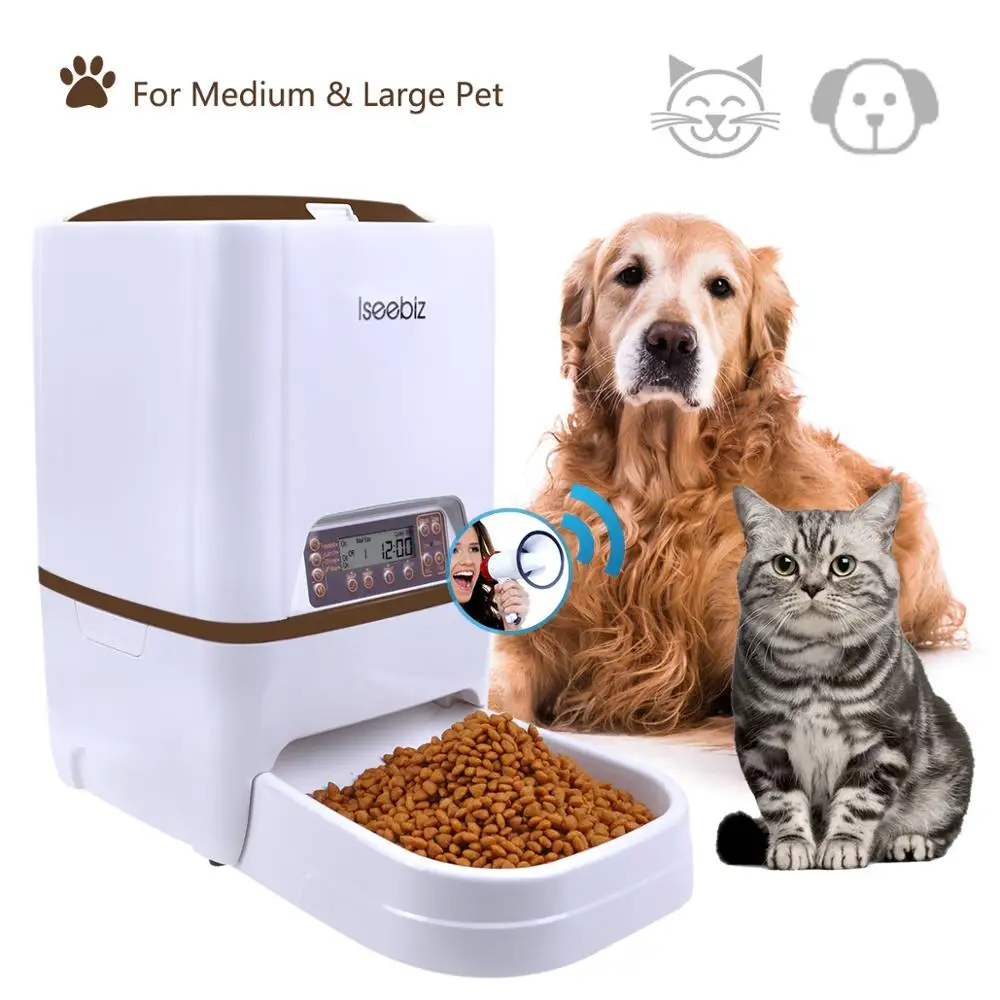 Automatic Pet Feeder 6L Dog Cat Feeder with Voice Recording LCD