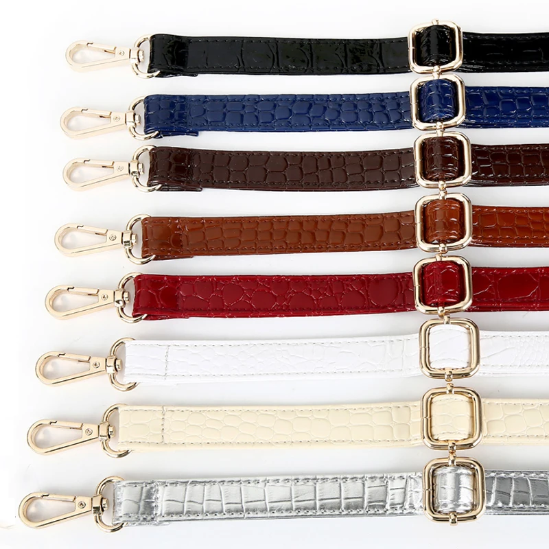 4 Metal Colors! Adjustable Replacement Shoulder Bag Strap Crocodile PU Leather Straps for Purse ...