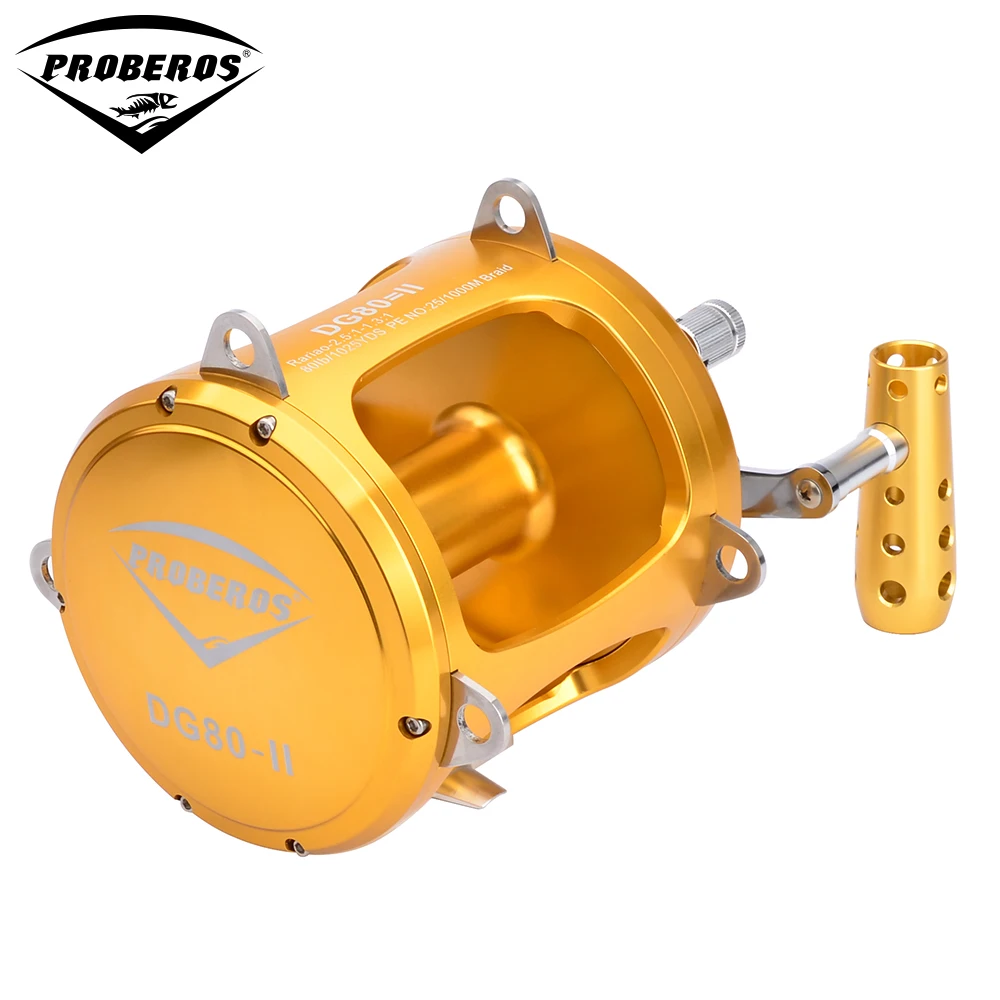 

PRO BEROS Fishing Wheel Two Speed Lever Drag Reels Aluminum CNC Machined 45KG Max Drag Sea Boat Jigging Reel Trolling Reel