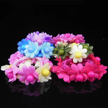 

6 Pcs 6 Colors Hair Band Rope Elastic Ponytail Holder Flower Wedding Hair Band Hair Bun Hair Accessory