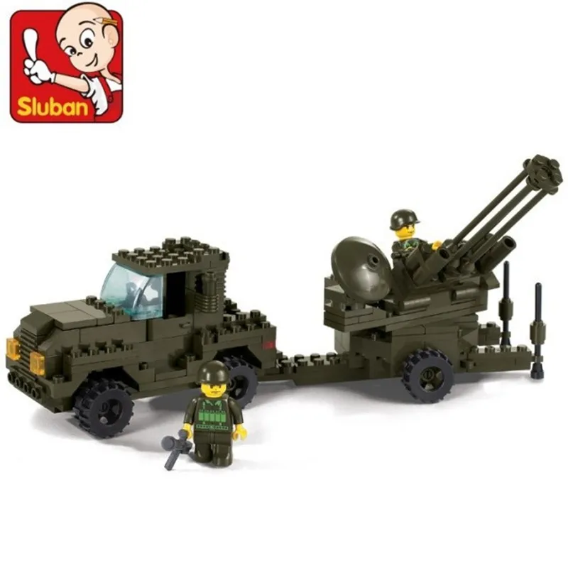 

SLuban 221Pcs Building Blocks Authentic Series Air Force Anti-aircraft Guns Assembled Kids Educational Toys for Children