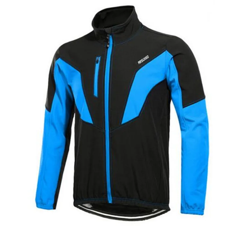 ARSUXEO Тепловая велосипедная куртка, зимняя теплая флисовая велосипедная одежда, ветронепроницаемая спортивная куртка для бега, штаны, комплект MTB, велосипедная майка - Цвет: Blue Jacket