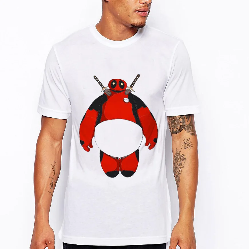 2018 Мужская мода короткий рукав Самурай Baymax пародия дэдпул футболка смешные
