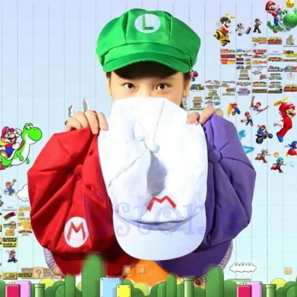 Новая мода Super Mario Bros взрослых Размеры Косплэй Бейсбол костюм Кепки зеленый и красный 1 шт. Модные женские туфли Для мужчин встроенная Шапки