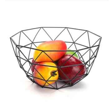 

Protable Fruit Basket Wire Decorated Metal Storage Basket Nordic Style Display Bowl Fruit Rack Vegetable Table Dining Decoration