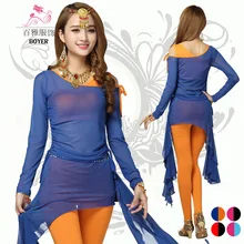 Женские Балетные гимнастические леотарды для танца живота осенне-зимний костюм Высококачественная цветная Модальная газовая одежда с длинными рукавами