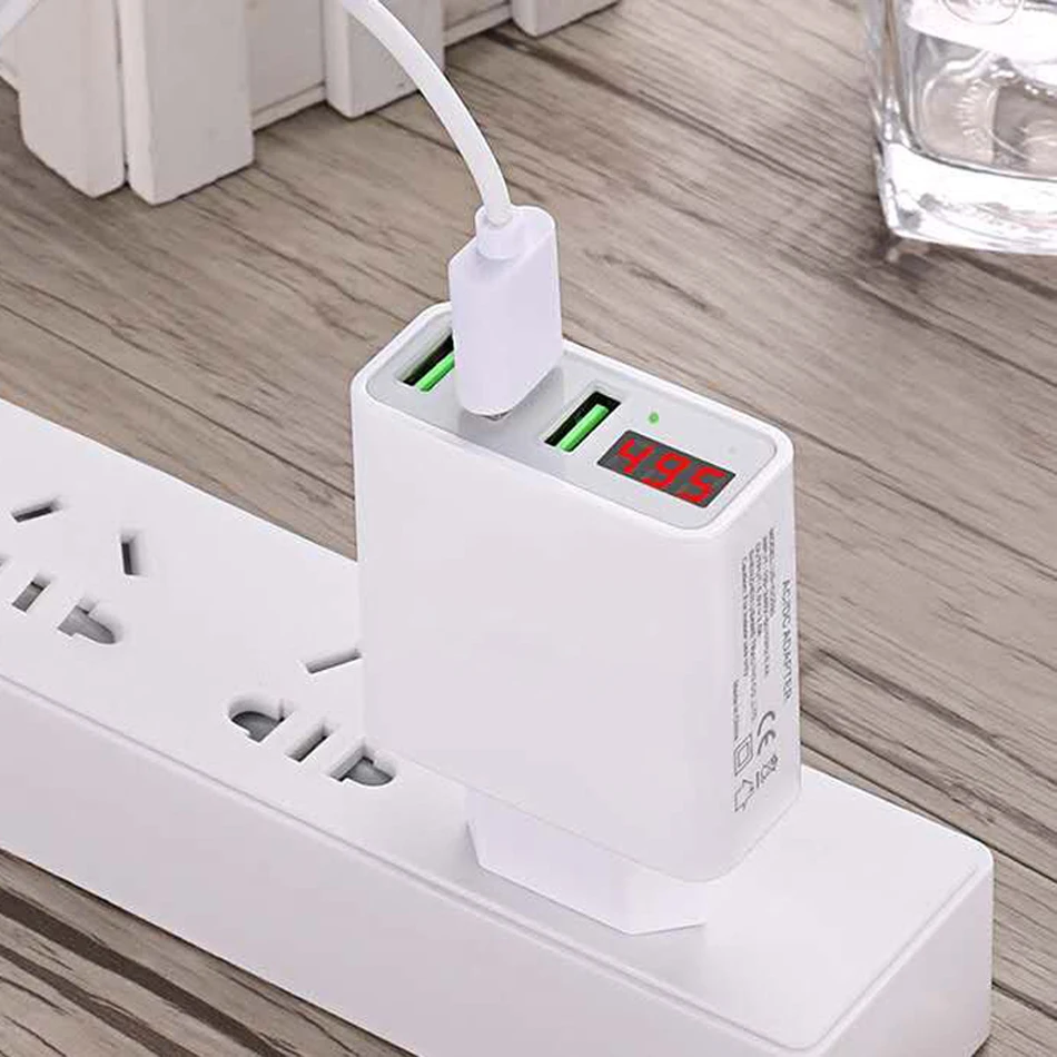 USB Charger 3A LED Display Universal Mobile Phone USB Charger Fast Charging Wall EU Charger For iPhone Samsung Xiaomi LG2