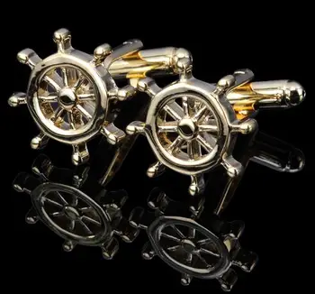 

Classic Luxury Gold Rudder Pattern Design Cufflinks Cuff Links Shirt Buttons Stud Men's Gift Fashion Jewelry Wholesale 20pairs