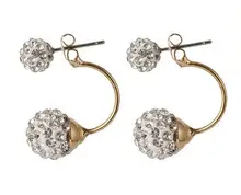 Earrings 2016 new double-sided Crystal Ball Shamballa Stud for women bottom is stainless steel top quality E187 E196