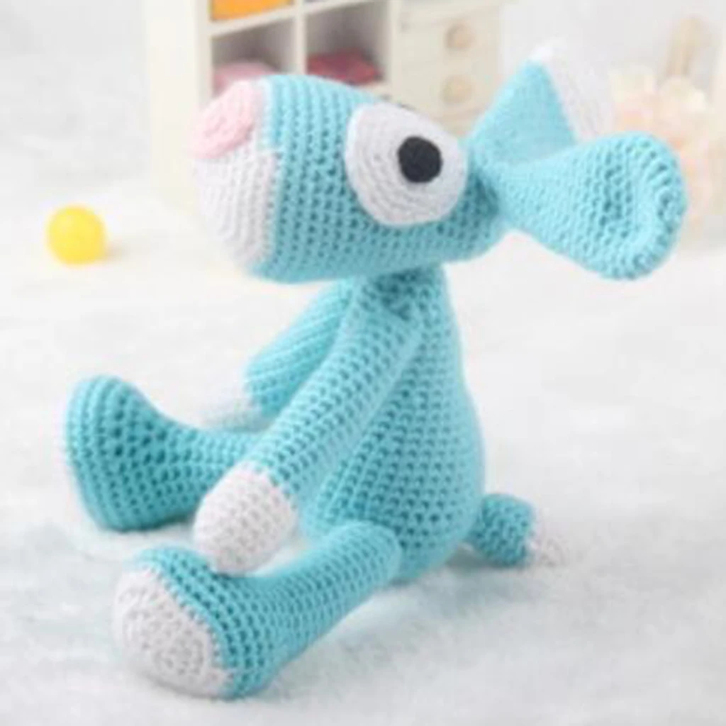 Animal Amigurumi Crochet Kit DIY Toy Material Package Blue Dog Craft Project