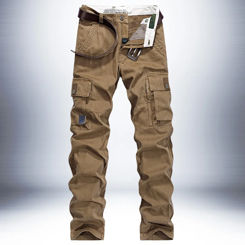 Autumn Cargo Pants Men Thick Warm Mid-waist Straight Trousers Men Cotton Breathable Men Trousers Plus Size 30-44 pantalon homme Autumn Cargo Pants Men Thick Warm Mid-waist Straight Trousers Men Cotton Breathable Men Trousers Plus Size 30-44 pantalon homme