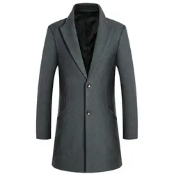 KEGZEIR B шерстяное пальто для мужчин теплое плотное мужское длинное зимнее полушерстяное повседневное тонкое Мужское пальто больших