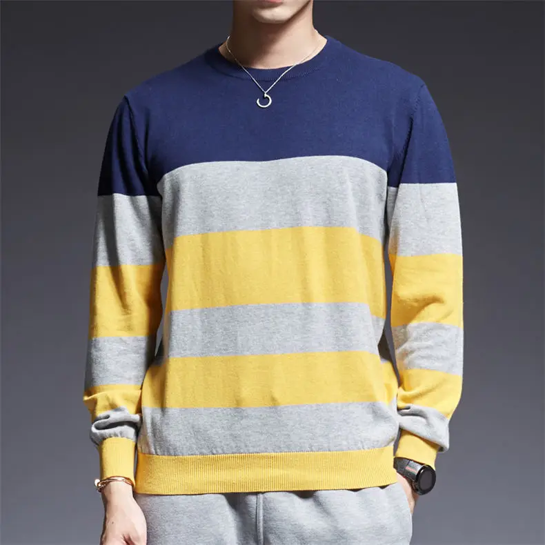 2018 New Mens Pullover Sweaters Autumn Winter Pure Cotton Sweater Pullovers Male Jumpers Striped MuLS Brand Knitwears Boys M-4XL 01