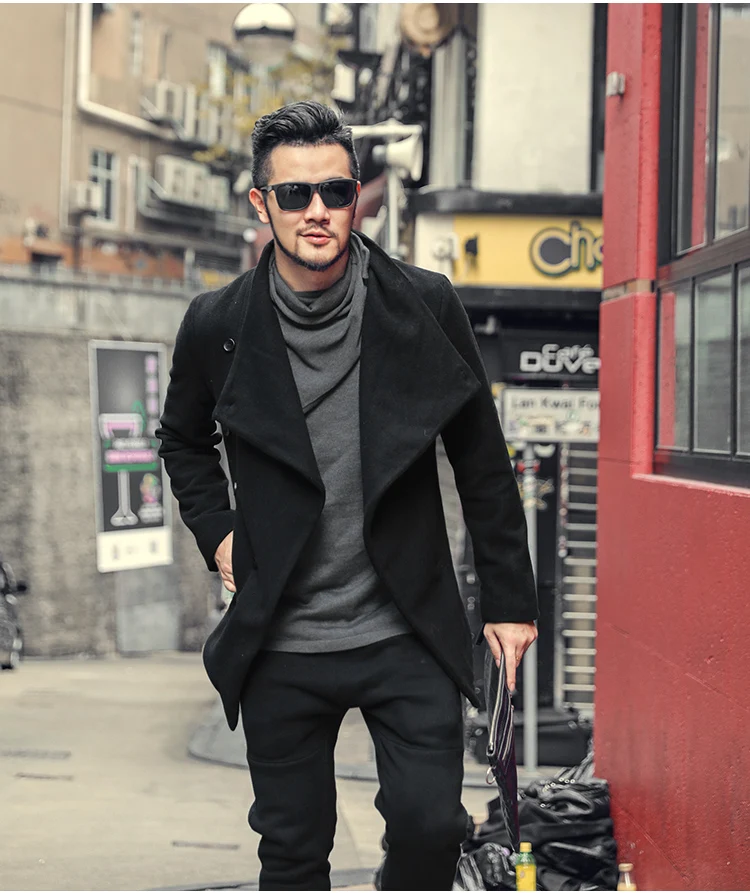 Для мужчин осень-зима дизайн Sense резки британский стиль куртка Для мужчин шерстяные ткани тонкий черный бренд Повседневное новое пальто F8260