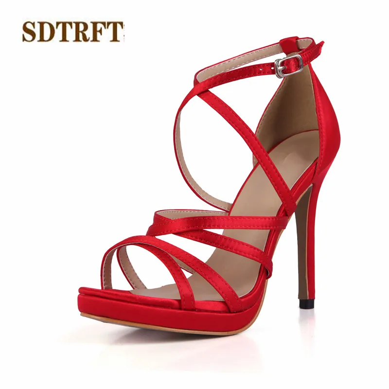 SDTRFT/zapatos mujer Летние пикантные босоножки на шпильке 12 см Вечерняя Обувь с открытым