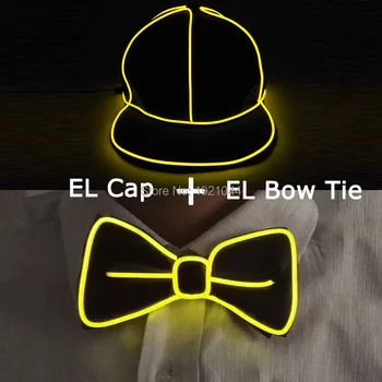 

LED Hip Hop Cap DJ Dance Party Flashing Hat + EL Neon Necktie Fashion Neon LED Light up Tie Rave Glow Party Costume Props