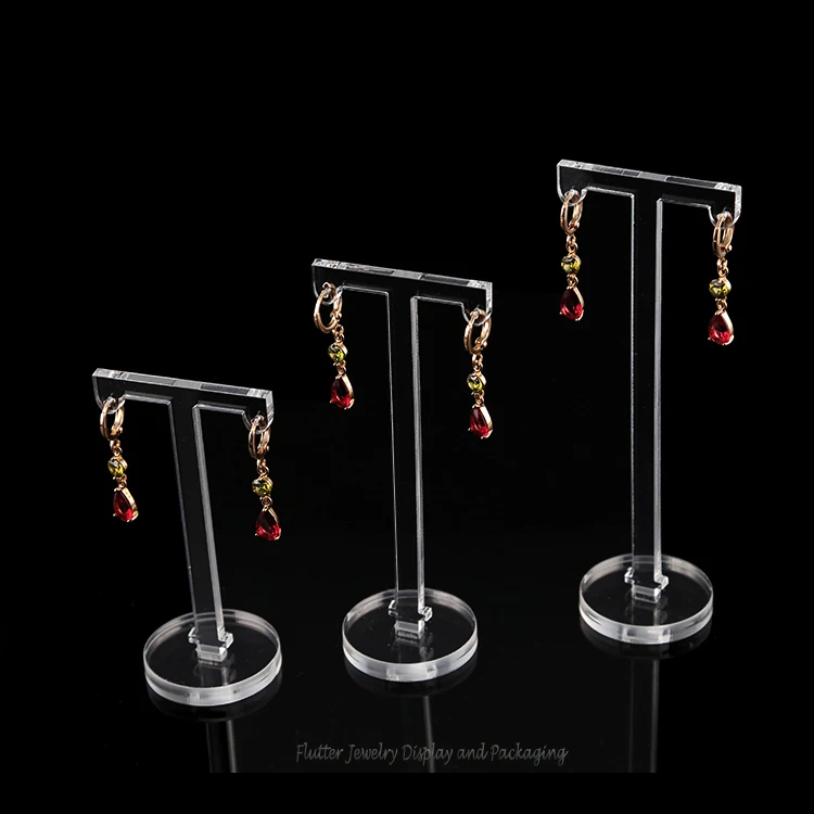 Clear Acrylic T Shaped Earring Display Stand Jewelry Showing Rack