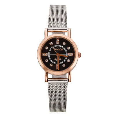 Женские наручные часы для влюбленных, браслет из нержавеющей стали, бриллиантовые часы с циферблатом черного/белого цвета, модные часы, бренд часов - Цвет: black small
