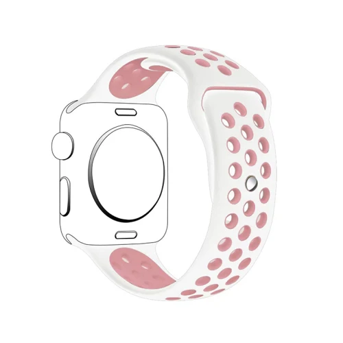 Спортивный ремешок для часов для apple watch, ремешок 42 мм, 38 мм, Версия 44 мм 40 мм, ремешок для наручных часов iwatch, ремешок series 5/4/3/2/1 силиконовый браслет аксессуары - Цвет ремешка: white pink 1