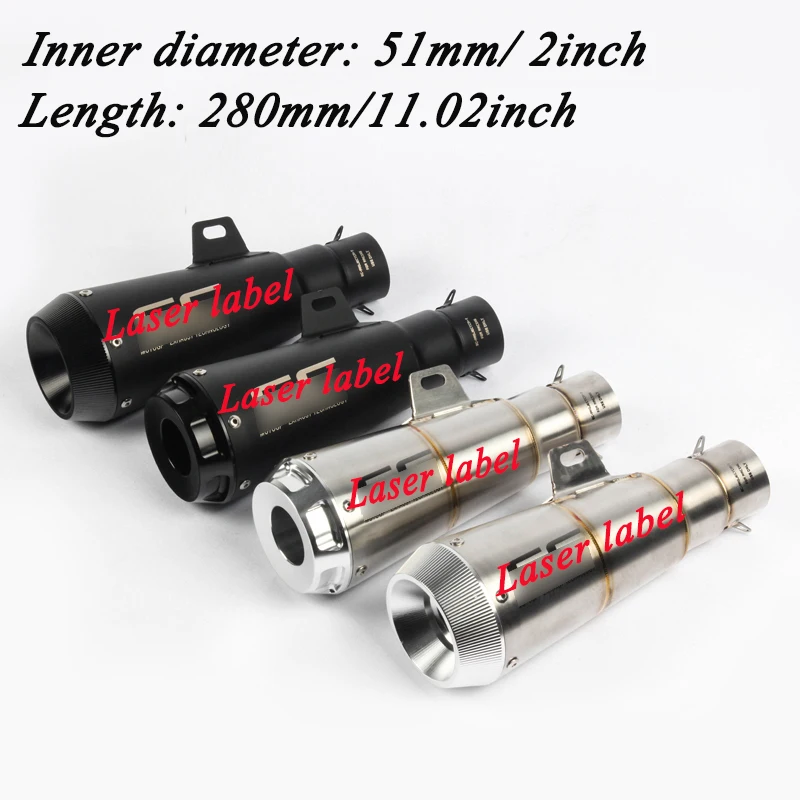 

38mm 51mm Stainless Steel Motorcycle Exhaust Muffler Pipe System Without Removable DB Killer For 350 200 R3 Z250/300 Z750/800