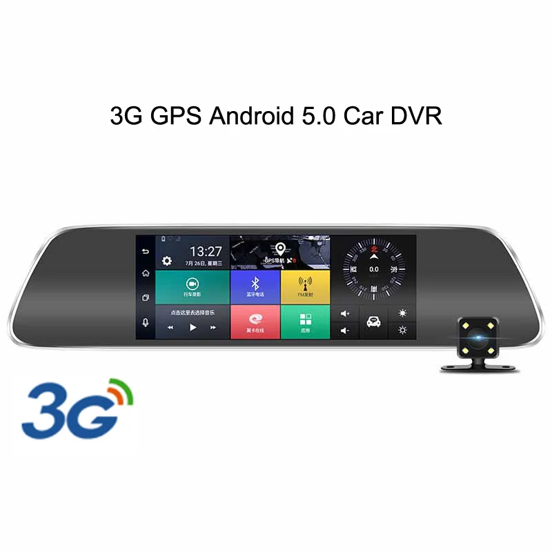 3G Network Car GPS Navigation DVR Rearview Mirror Dual Lens ADAS Android 5.0 Wifi FM 7\ Touch Screen Auto Recorder Camera