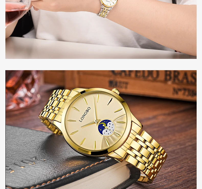 LONGBO 2018 бренд Водонепроницаемый любителей смотреть моды Нержавеющая сталь группа простой Для мужчин Для женщин часы Повседневное пара