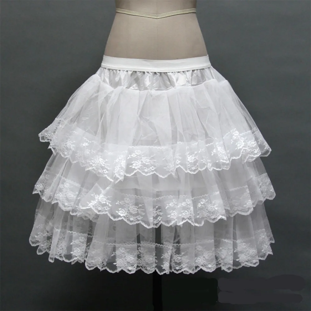 3-слойные, кружевная юбка-американка Для женщин короткие юбки; джинсовая юбка трапециевидной формы свадебный подъюбник кринолин
