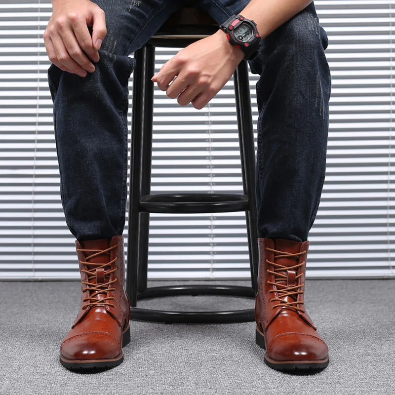 Reetene/осенние кожаные мужские ботинки теплые Нескользящие базовые ботинки высококачественные мужские уличные ботильоны модные мягкие мужские ботинки