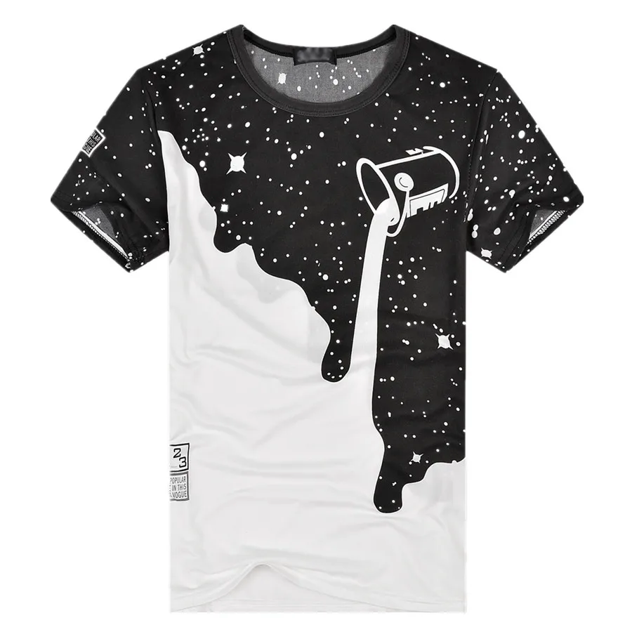 

Stars Milk Pouring T-shirt Men's Clothing Short Sleeve polyester Shirt Summer Casual Tshirt S-XXXL Fashion Slim Comfortable Tees