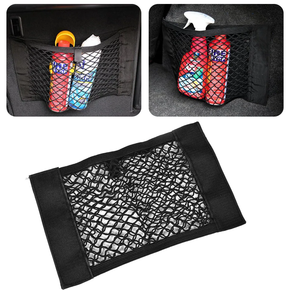

Car Trunk Mesh Organizer Storage Fire Extinguisher String Net Fixed Pocket Bottle Luggage Tool Toy Stuff Magic Sticker Holder