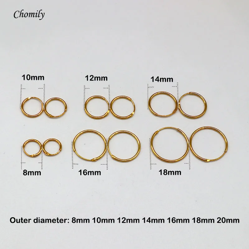 Pendientes de aro dorados y dorados para mujer, de hueso de oreja pequeño Simple, círculo redondo de plata de ley 925, color dorado, plateado
