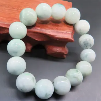 

Natural Grade A Jade (jadeite) 13mm Spotted Green Bead Bracelet Good Luck