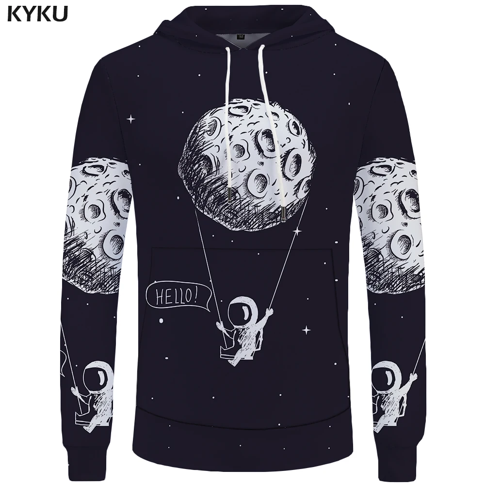 KYKU Moon кофты астронавт Забавный рубашка посадки на Луну одежда с капюшоном Для мужчин s 3d толстовки Для мужчин аниме повседневная одежда