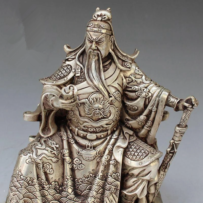 

Collectible Decorated Handwork Tibet Silver Guan gong guan yu statue family decoration gift metal handicraft Statue.