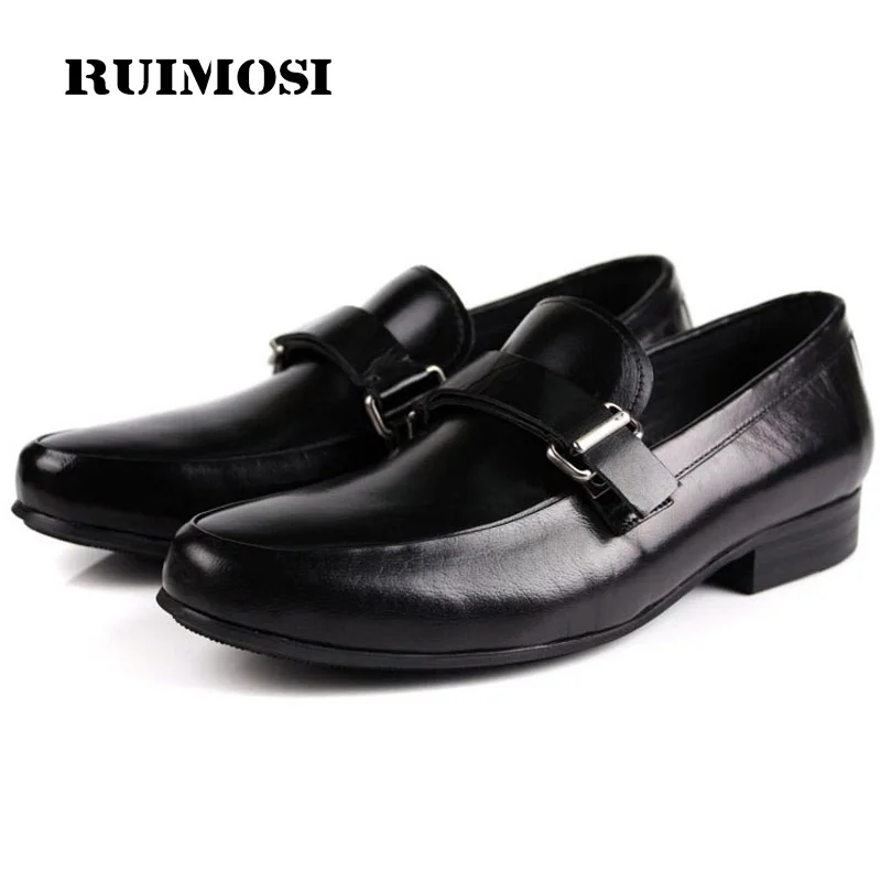 RUIMOSI Luxury Brand Round Toe Handmade Man Monk Shoes Genuine Leather Wedding Oxfords Formal Dress Men's Bridal Flats ZH41