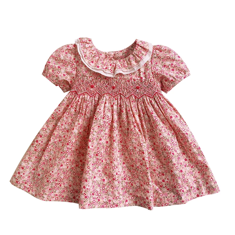 

Infant Baby Smocking Doll Princess Cotton Plaid Dress Newborn Toddler Girl Print Floral Handmade Classical Smocked Dresses
