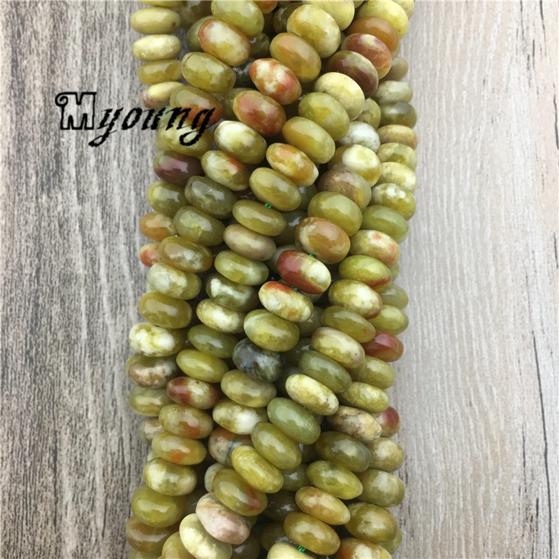 Камушки-бусинки Rondelle Зеленый кровь Дракона Ясперс бусины, натуральный крови драгоценного камня для изготовления ювелирных изделий, MY1576