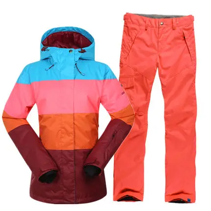 

New GSOU SNOW Women's Ski Suit Suit Outdoor Thick Warm Light Waterproof Breathable Wear-resistant Ski Jacket+Ski Pants Size XS-L