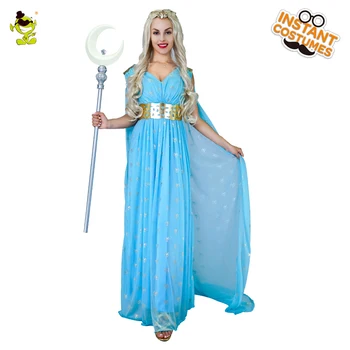 

Women Game of Thrones Greek Goddness Aphrodite Cosplay Costume Blue Glamourous Beauty&Goddness&Princess Dress