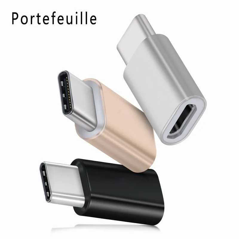 3PCS Portefeuille Type-C to Micro USB Adapter Male to Female for Samsung Galaxy S8 Plus Nexus 6P 5X LG G5 V20 Google Pixel Cable (1)