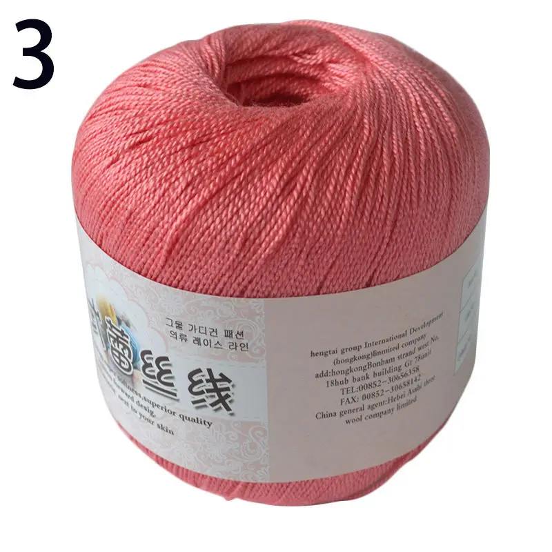 50g/ball Crochet Cotton Yarn 2 ply Middle Thin 0.8mm Lace Cotton Yarn Hand-knitting Yarn Machine Knitting Crochet Threads - Цвет: 3