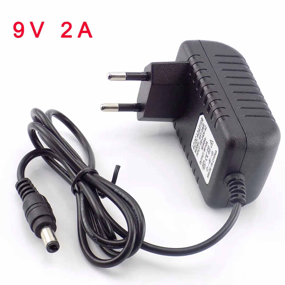 

100-240V AC to DC Power Adapter Supply Charger Charging adaptor 9V 2A 2000MA US EU Plug 5.5mm x 2.5mm for LED Strip Light CCTV